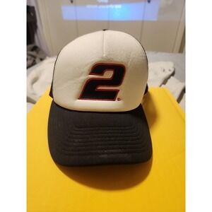 Nascar Rusty Wallace #2 White And Black Trucker Hat Team Penske And Nascar Patch